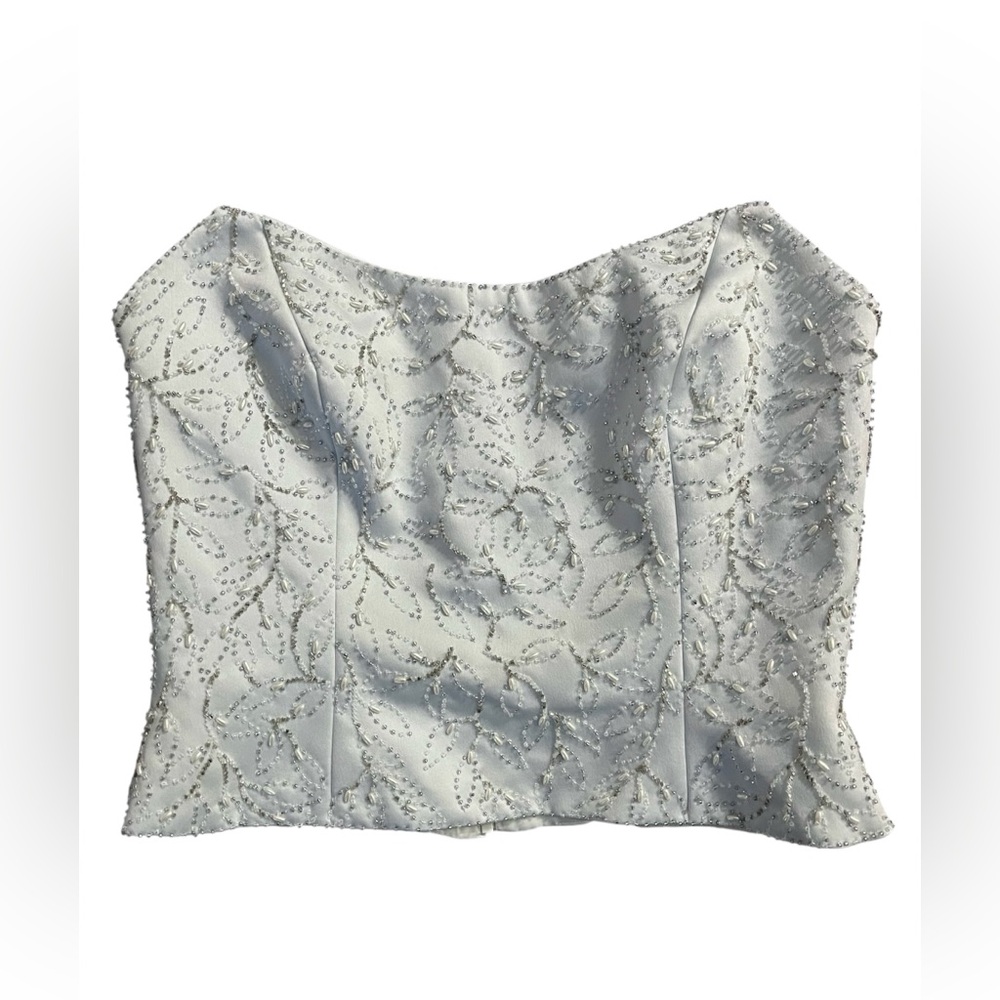 VINTAGE PETITE STRAPLESS BEADED BUSTIER CORSET TOP NWT